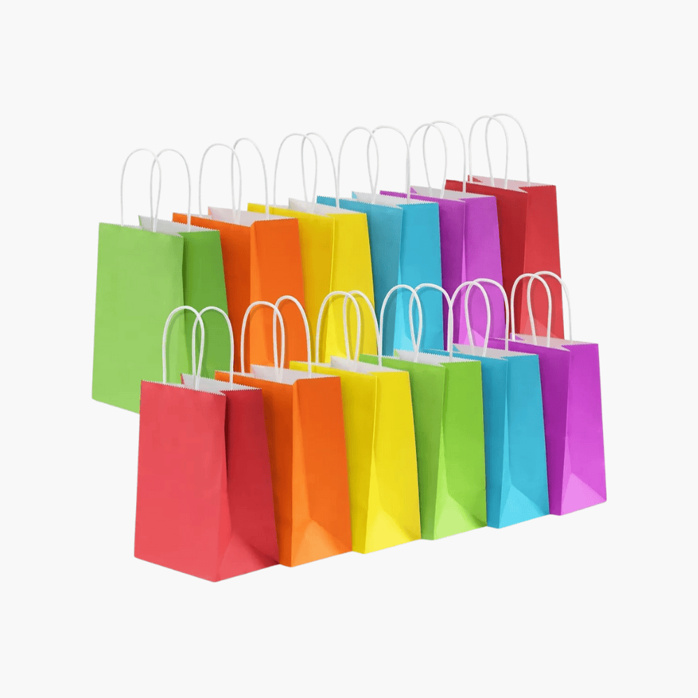 Bolsas kraft de colores con manillas torcidas (Por 1 unid)