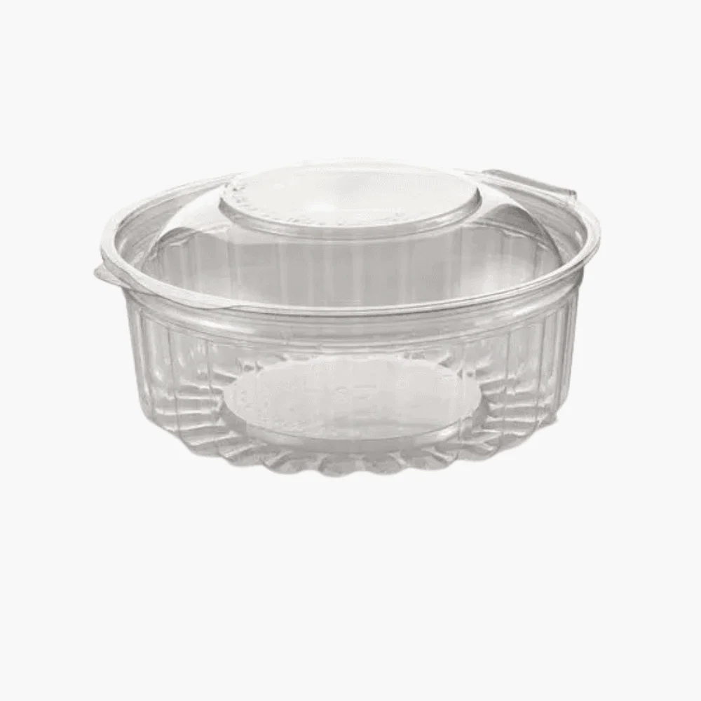 Pote bisagra semi cup redondo y transparente,