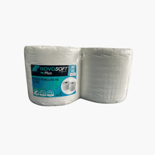 Toalla de papel Nova Soft Plus Jumbo XXL (2 rollos x 250 mts). Alta absorción y rendimiento. Ideal para cocina, baños y limpieza profesional.