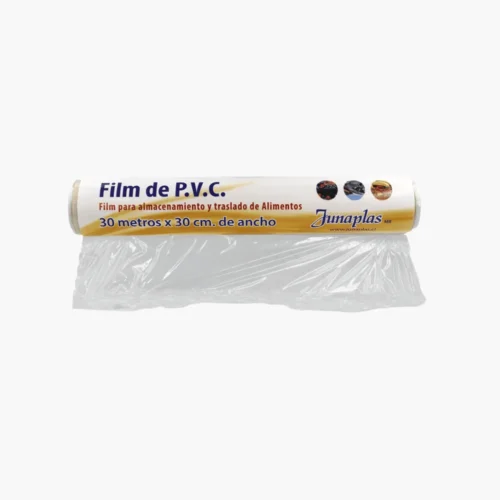 Film PVC para alimentos de 30 cm x 30 mts, ideal para envolver y proteger comidas con frescura e higiene.