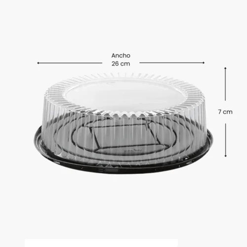 Envase Cúpula 26x7 cm PET Reciclable | Para Tartaletas, Tortas y Pasteles | 1025-3