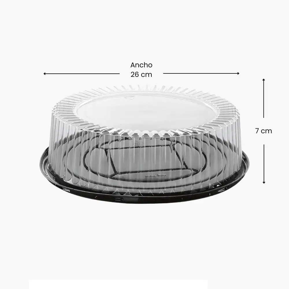Envase Cúpula 26x7 cm PET Reciclable | Para Tartaletas, Tortas y Pasteles | 1025-3